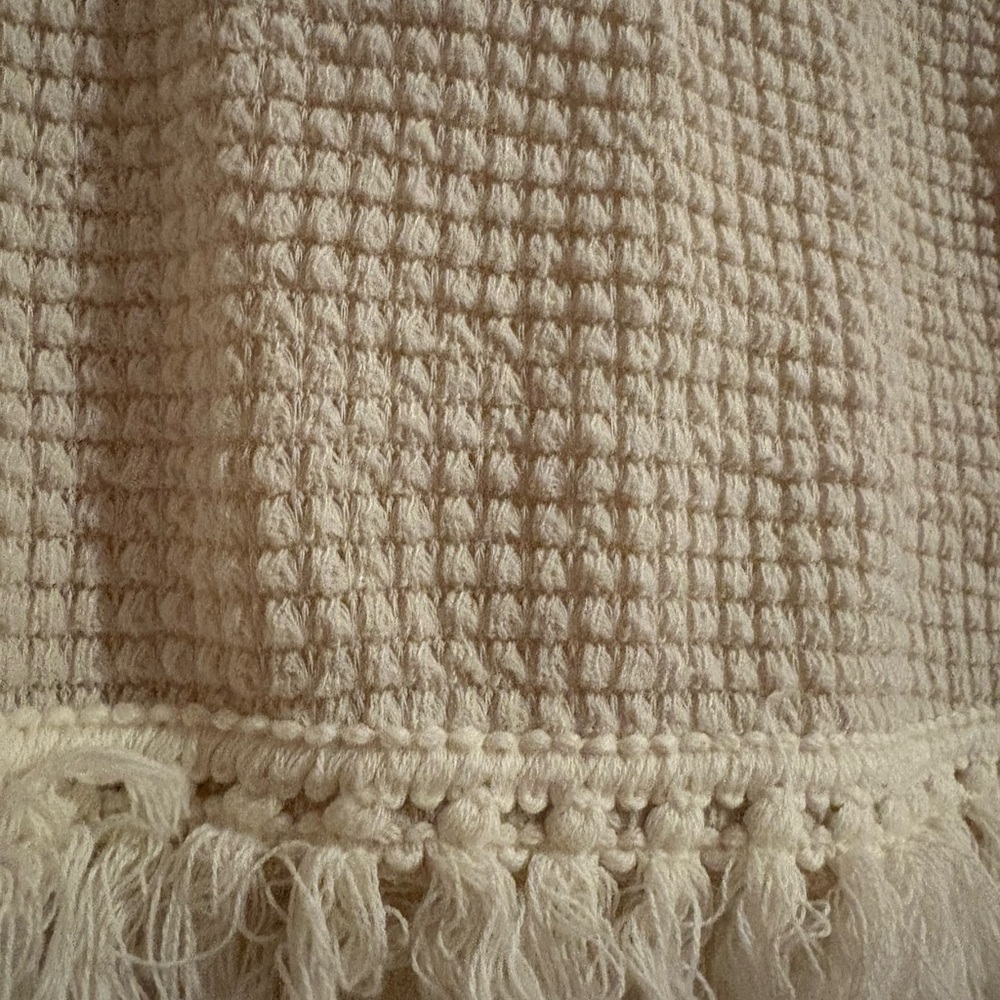 SHEIN Cream Textured Fringe Top